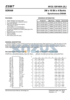 M12L128168A-6BG2L datasheet - ABSOLUTE MAXIMUM RATINGS