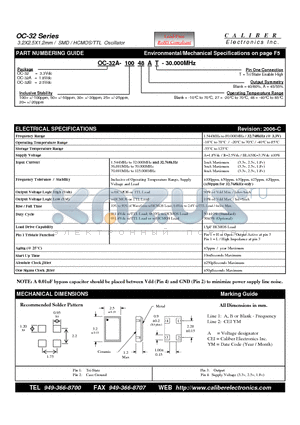 OC-32-10048T datasheet - 3.2X2.5X1.2mm / SMD / HCMOS/TTL Oscillator