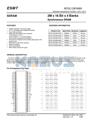 M12L128168A_1 datasheet - 2M x 16 Bit x 4 Banks Synchronous DRAM