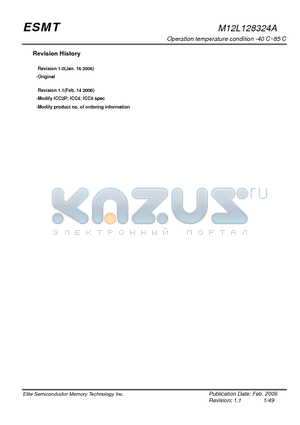 M12L128324A-6TIG datasheet - 1M x 32 Bit x 4 Banks Synchronous DRAM