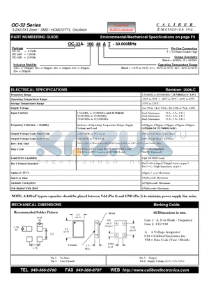 OC-32-25A datasheet - 3.2X2.5X1.2mm / SMD / HCMOS/TTL Oscillator