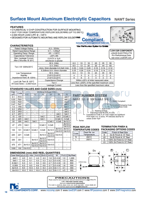 NAWT101M6.3V6.3X6.1NBF datasheet - Surface Mount Aluminum Electrolytic Capacitors