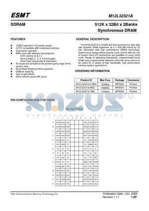 M12L32321A-5.5BG datasheet - 512K x 32Bit x 2Banks Synchronous DRAM