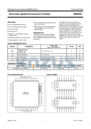 MB2052BB datasheet - Dual octal registered transceiver 3-State