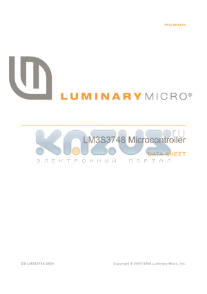 LM3S3748-IRN50-A2T datasheet - Microcontroller