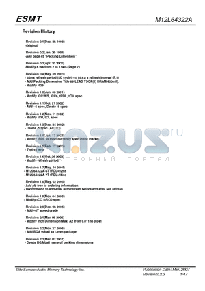 M12L64322A-6TG datasheet - 512K x 32 Bit x 4 Banks Synchronous DRAM