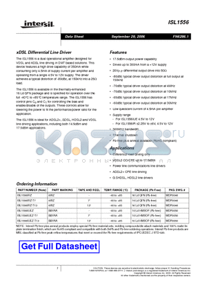 ISL1556IUEZ-T7 datasheet - xDSL Differential Line Driver