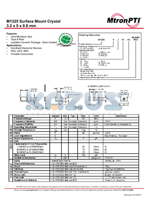 M13252DES datasheet - Surface Mount Crystal