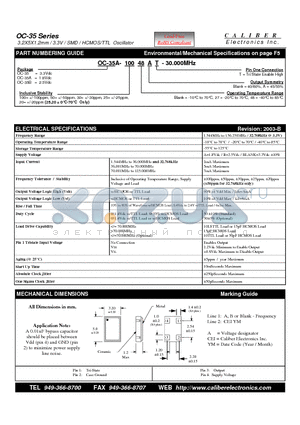 OC-35-100T datasheet - 3.2X5X1.2mm / 3.3V / SMD / HCMOS/TTL Oscillator