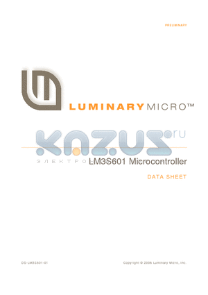 LM3S601 datasheet - Microcontroller