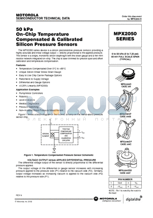 MPX2050DP datasheet - 50 kPa On-Chip Temperature Compensated & Calibrated Silicon Pressure Sensors