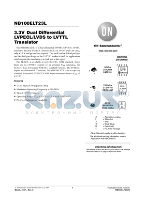 NB100ELT23LDG datasheet - 3.3V Dual Differential LVPECL/LVDS to LVTTL Translator