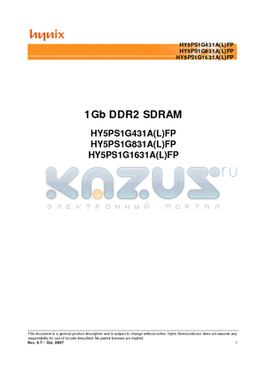 HY5PS1G1631ALFP-Y5 datasheet - 1Gb DDR2 SDRAM