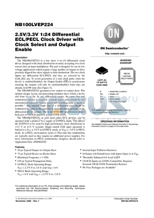 NB100LVEP224FAG datasheet - 2.5V/3.3V 1:24 Differential ECL/PECL Clock Driver with Clock Select and Output Enable
