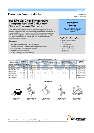 MPX2100GVP datasheet - 100 kPa On-Chip Temperature Compensated and Calibrated Silicon Pressure Sensors