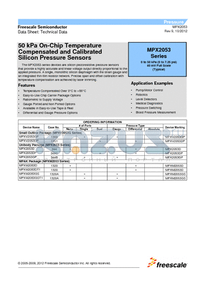MPX2053GP datasheet - 50 kPa On-Chip Temperature Compensated and Calibrated Silicon Pressure Sensors