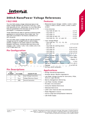 ISL21080DIH312Z-TK datasheet - 300nA NanoPower Voltage References