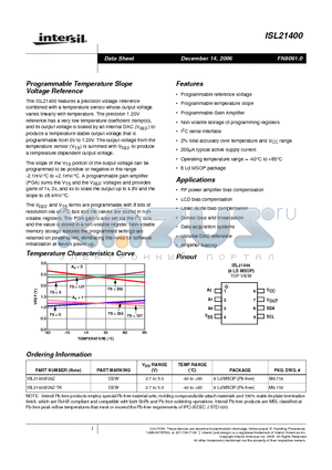 ISL21400 datasheet - Programmable Temperature Slope Voltage Reference