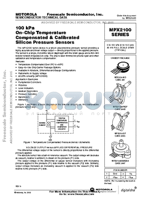 MPX2100GP datasheet - 100kPa On-Chip Temperature Compensated & Calibrated Silicon Pressure Sensors