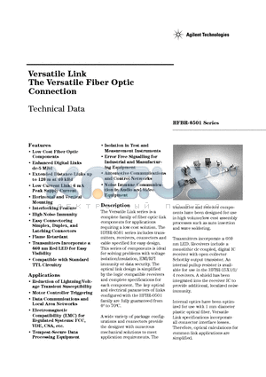 HFBR-1537 datasheet - Versatile Link The Versatile Fiber Optic Connection