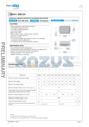 MB220 datasheet - SURFACE MOUNT SCHOTTKY BARRIER RECTIFIER