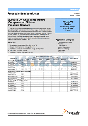 MPX2202A datasheet - 200 kPa On-Chip Temperature Compensated Silicon Pressure Sensors