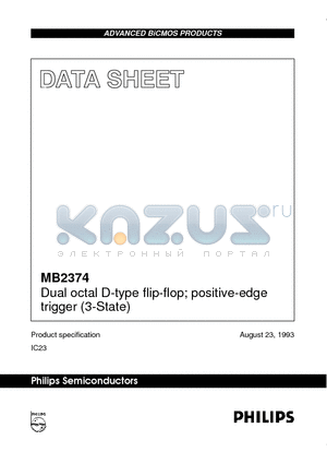 MB2374BB datasheet - Dual octal D-type flip-flop; positive-edge trigger (3-State)