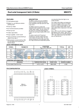 MB2373 datasheet - Dual octal transparent latch 3-State