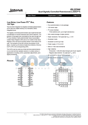 ISL22346_09 datasheet - Quad Digitally Controlled Potentiometers