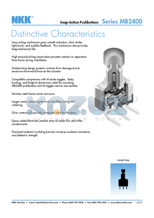 MB2411A1A15 datasheet - Snap-Action Pushbuttons