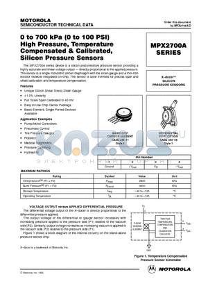 MPX2700A datasheet - X-ducer SILICON PRESSURE SENSORS