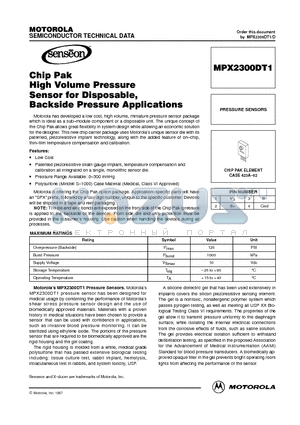 MPX2300DT1 datasheet - PRESSURE SENSORS