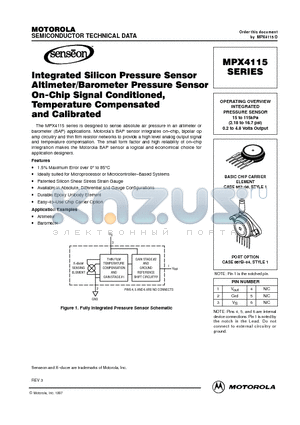 MPX4115AP datasheet - OPERATING OVERVIEW INTEGRATED PRESSURE SENSOR 15 to 115kPa (2.18 to 16.7 psi) 0.2 to 4.8 Volts Output