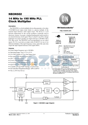 NB3N502DG datasheet - 14 MHz to 190 MHz PLL Clock Multiplier