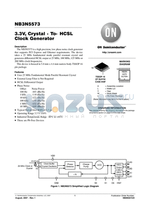 NB3N5573DTG datasheet - 3.3V, Crystal - To- HCSL Clock Generator