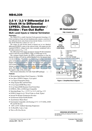 NB4L339_07 datasheet - 2.5 V / 3.3 V Differential 2:1 Clock IN to Differential LVPECL Clock Generator / Divider / Fan−Out Buffer
