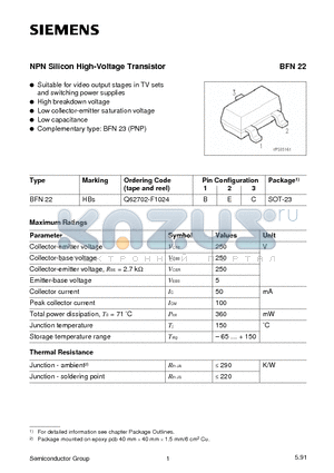 Q62702-F102 datasheet - NPN Silicon High-Voltage Transistor (Suitable for video output stages in TV sets and switching power supplies High breakdown voltage)