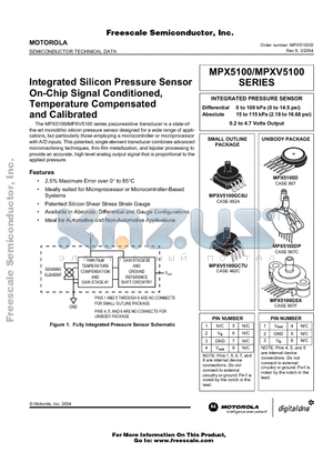 MPX5100 datasheet - Integrated Silicon Pressure Sensor On-Chip Signal Conditioned, Temperature Compensated and Calibrated