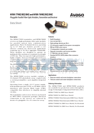 HFBR-779BEZ datasheet - Pluggable Parallel Fiber Optic Modules, Transmitter and Receiver