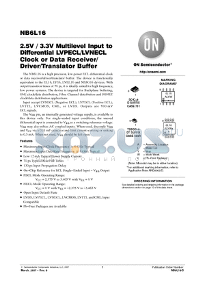 NB6L16DG datasheet - 2.5V / 3.3V Multilevel Input to Differential LVPECL/LVNECL Clock or Data Receiver/ Driver/Translator Buffer