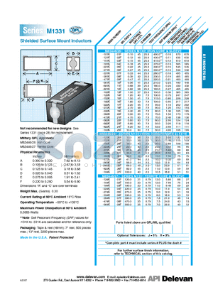 M1331-122K datasheet - Shielded Surface Mount Inductors