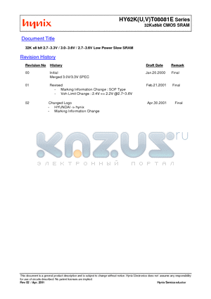 HY62KT08081E-DTI datasheet - 32Kx8bit CMOS SRAM