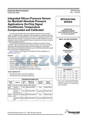 MPXAZ4100A datasheet - Integrated Silicon Pressure Sensor for Manifold Absolute Pressure Applications On-Chip Signal