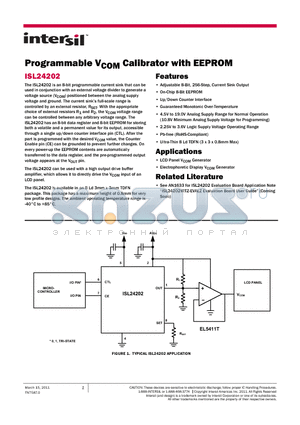 ISL24202 datasheet - Programmable VCOM Calibrator with EEPROM