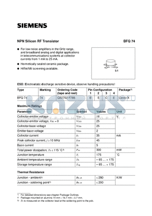 Q62702-F788 datasheet - NPN Silicon RF Transistor (For low-noise amplifiers in the GHz range, and broadband analog and digital applications)