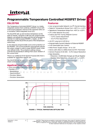 ISL25700 datasheet - Programmable Temperature Controlled MOSFET Driver