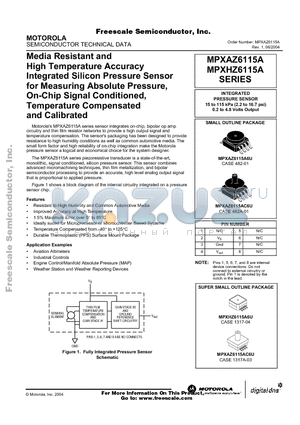 MPXAZ6115A datasheet - Media Resistant and High Temperature Accuracy Integrated Silicon Pressure Sensor