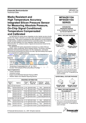 MPXAZ6115A6U datasheet - Media Resistant and High Temperature Accuracy Integrated Silicon Pressure Sensor