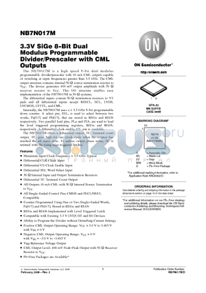 NB7N017M_06 datasheet - 3.3V SiGe 8−Bit Dual Modulus Programmable Divider/Prescaler with CML Outputs