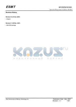 M13S2561616A_1 datasheet - 4M x 16 Bit x 4 Banks Double Data Rate SDRAM